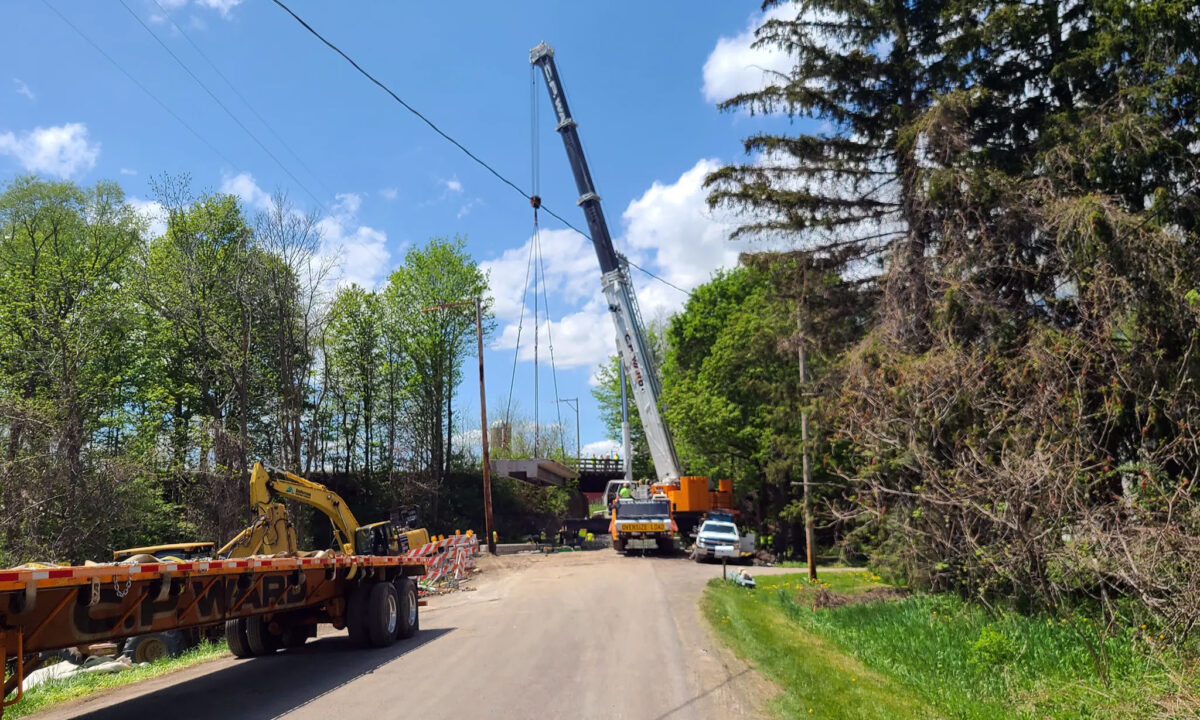 Composite Steel Bridge with Reinforced Concrete Deck Erection on Dow Road Bridge Over Bidwells Creek