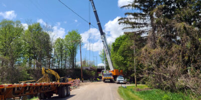 Composite Steel Bridge with Reinforced Concrete Deck Erection on Dow Road Bridge Over Bidwells Creek