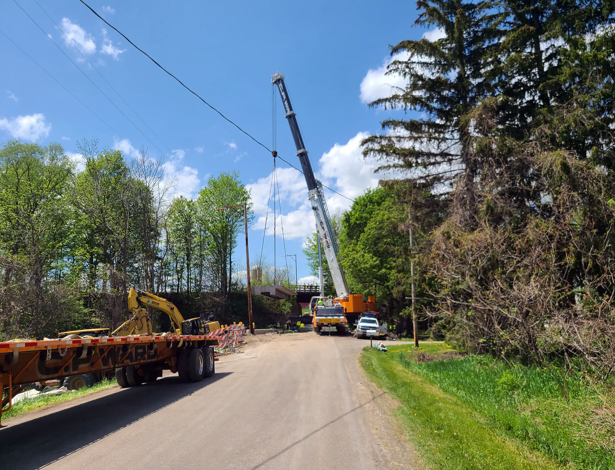 Composite Steel Bridge with Reinforced Concrete Deck Erection on Dow Road Bridge Over Bidwells Creek